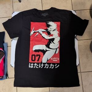 Naruto Kakashi Graphic Tee - Black with Red Panel
